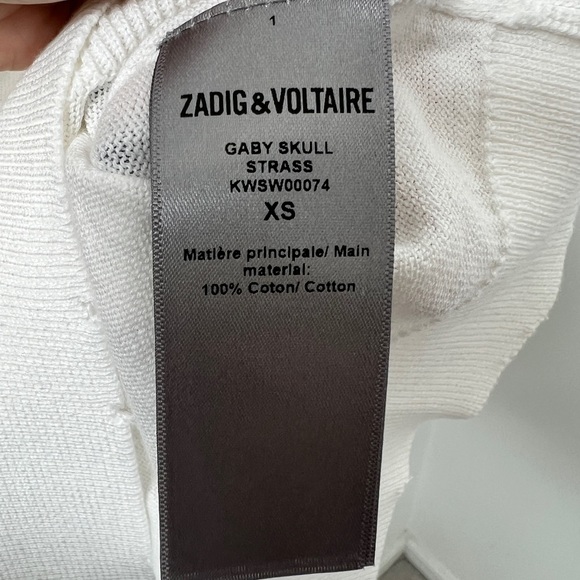 Nwt! ZADIG & VOLTAIRE GABY SKULL LONG SLEEVE TOP - Picture 5 of 6